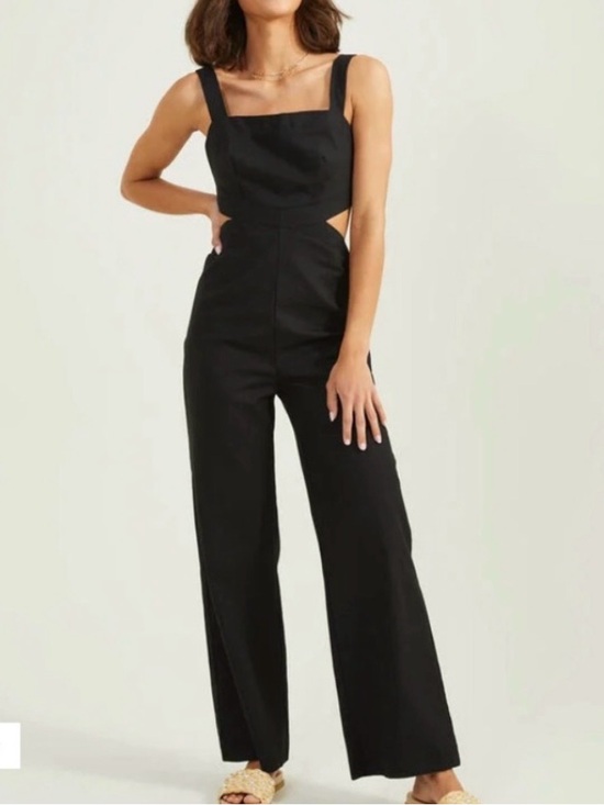 Altar'd State Pants - Altar'd State Black Square-Neck Wide-Leg Cutout Jumpsuit